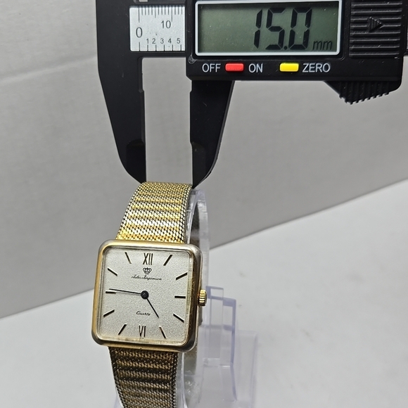 Rare Vintage Mens Jules Jurgensen 4154 Watch 29mm Gold Tone Square New Battery - Picture 5 of 12